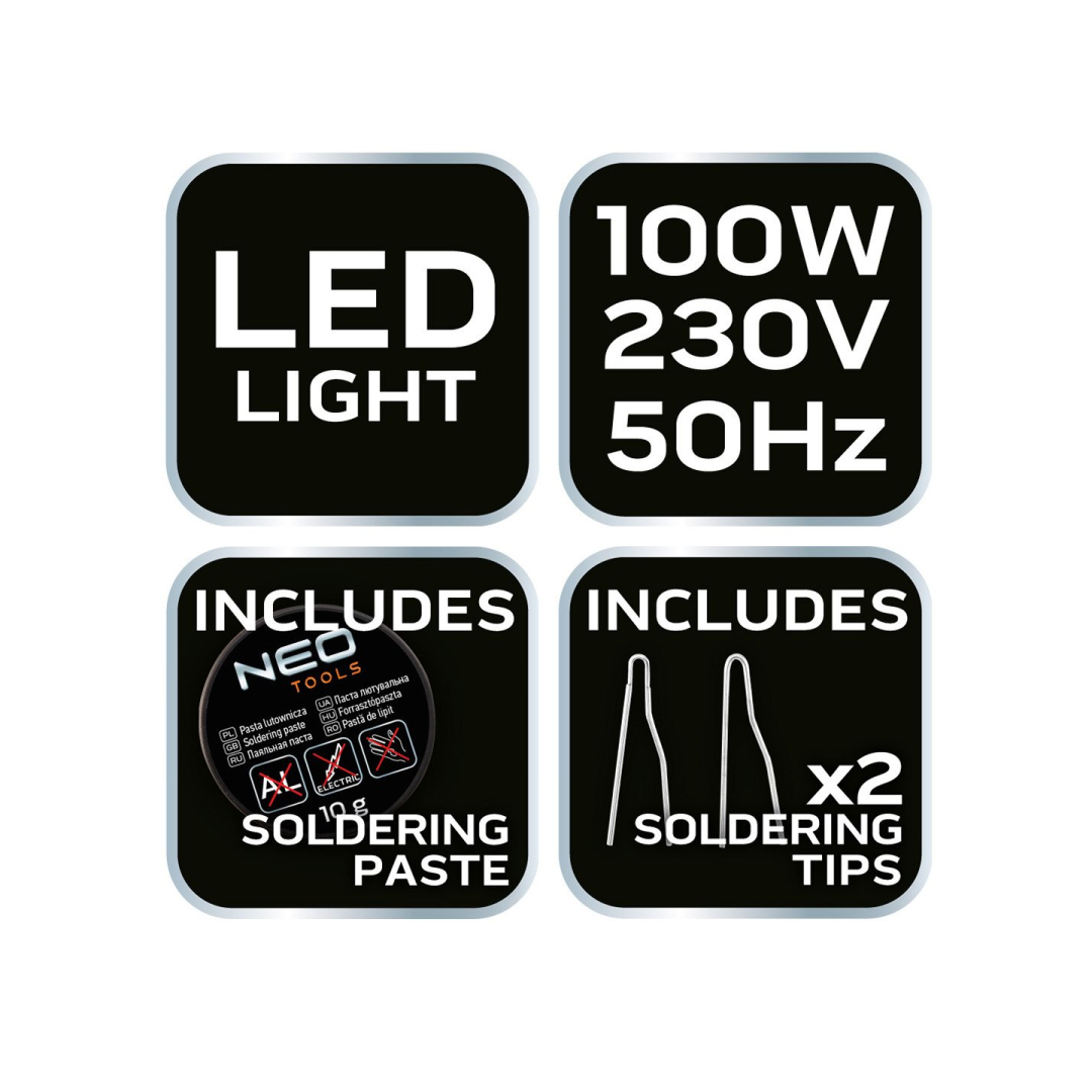 Litavimo pistoletas su dėklu NEO, 100W 7 Litavimo pistoletas su dėklu NEO, 100W 7