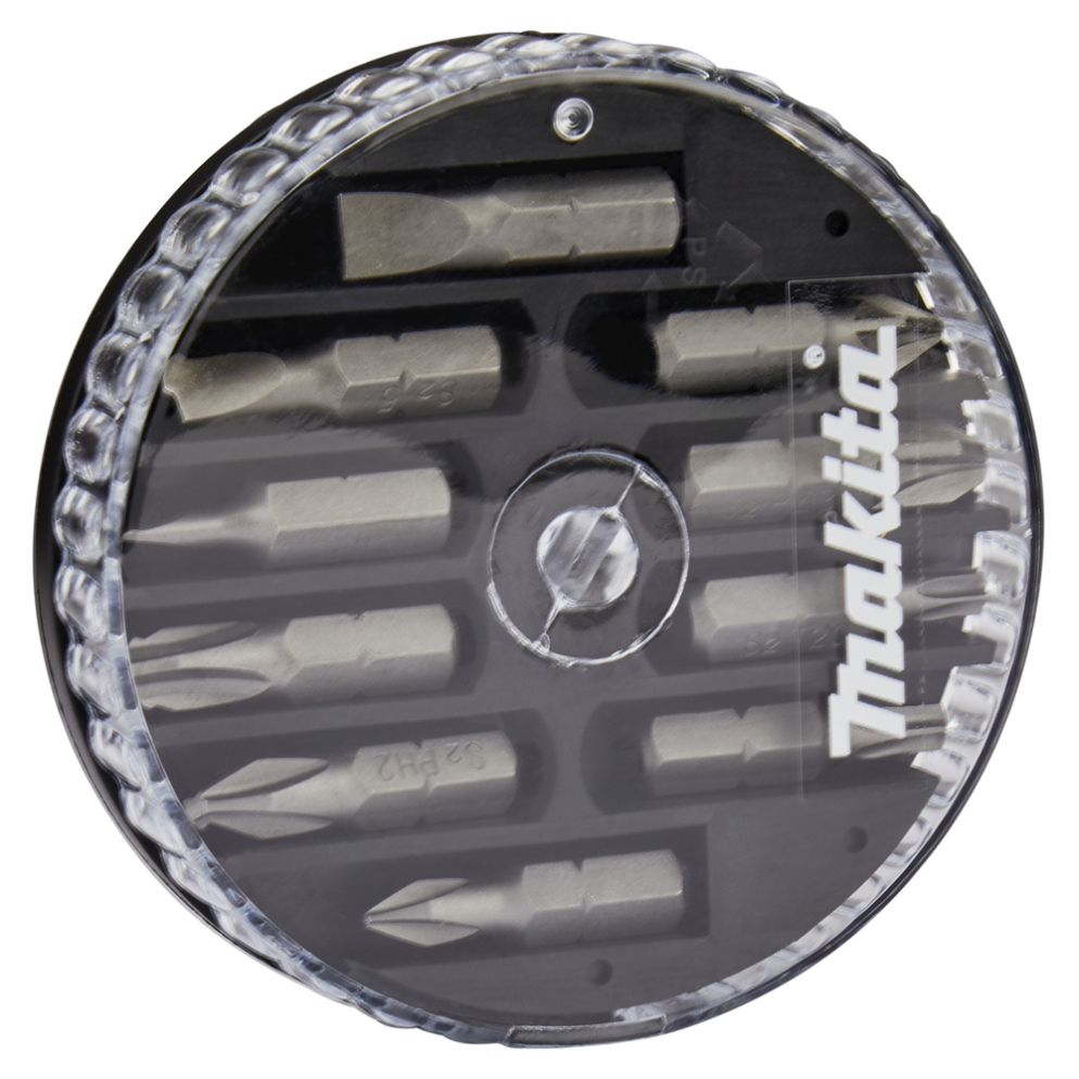 Sukimo antgalių komplektas Makita D-73287, (PH1,PH2,PH3,PZ2,PZ3,SL3,SL5,SL6,T20,T25), 10 vnt. Sukimo antgalių komplektas Makita D-73287, (PH1,PH2,PH3,PZ2,PZ3,SL3,SL5,SL6,T20,T25), 10 vnt.