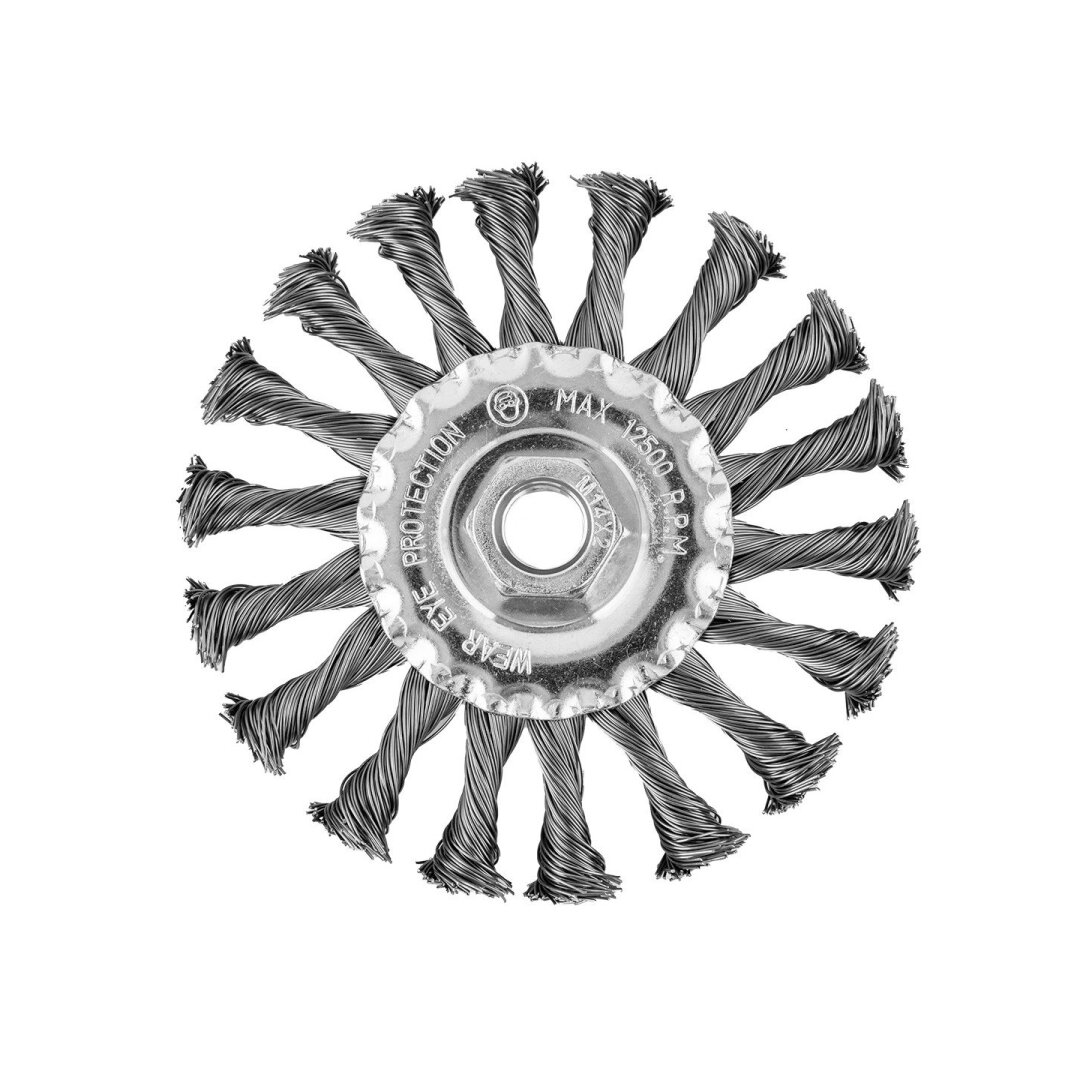 115 mm Vielinis diskinis šepetys, susuktas plieninis viela, M14