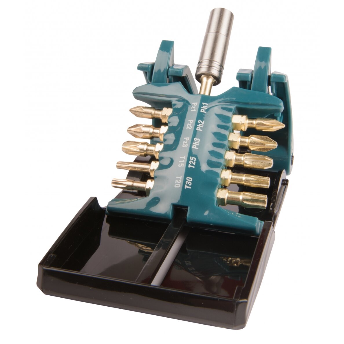 11 vnt. Torsion sukimo antgalių komplektas (PH 1,2,3/ PZ 1,2,3/ T15,20,25,30/ Torsion magnetinis laikiklis Makita B-28597 11 vnt. Torsion sukimo antgalių komplektas (PH 1,2,3/ PZ 1,2,3/ T15,20,25,30/ Torsion magnetinis laikiklis Makita B-28597