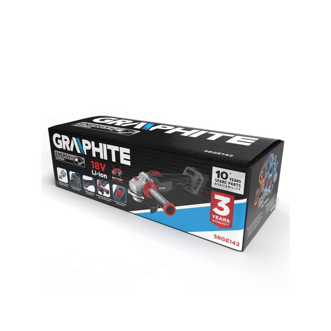 Akum. bešepetėlinis kampinis šlifuoklis GRAPHITE 58GE142, 18V (be akum. ir krov.) 1 Akum. bešepetėlinis kampinis šlifuoklis GRAPHITE 58GE142, 18V (be akum. ir krov.) 1
