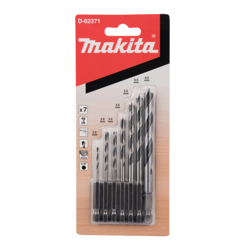 Grąžtų komplektas medžiui Makita D-62371, 1/4", 7 vnt. Grąžtų komplektas medžiui Makita D-62371, 1/4", 7 vnt.