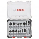 Bosch 15 daliu frezų kompl. 8 mm kotu, "Mixed" 2607017472