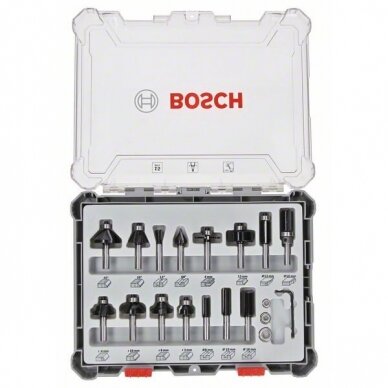 Bosch 15 daliu frezų kompl. 8 mm kotu, "Mixed" 2607017472