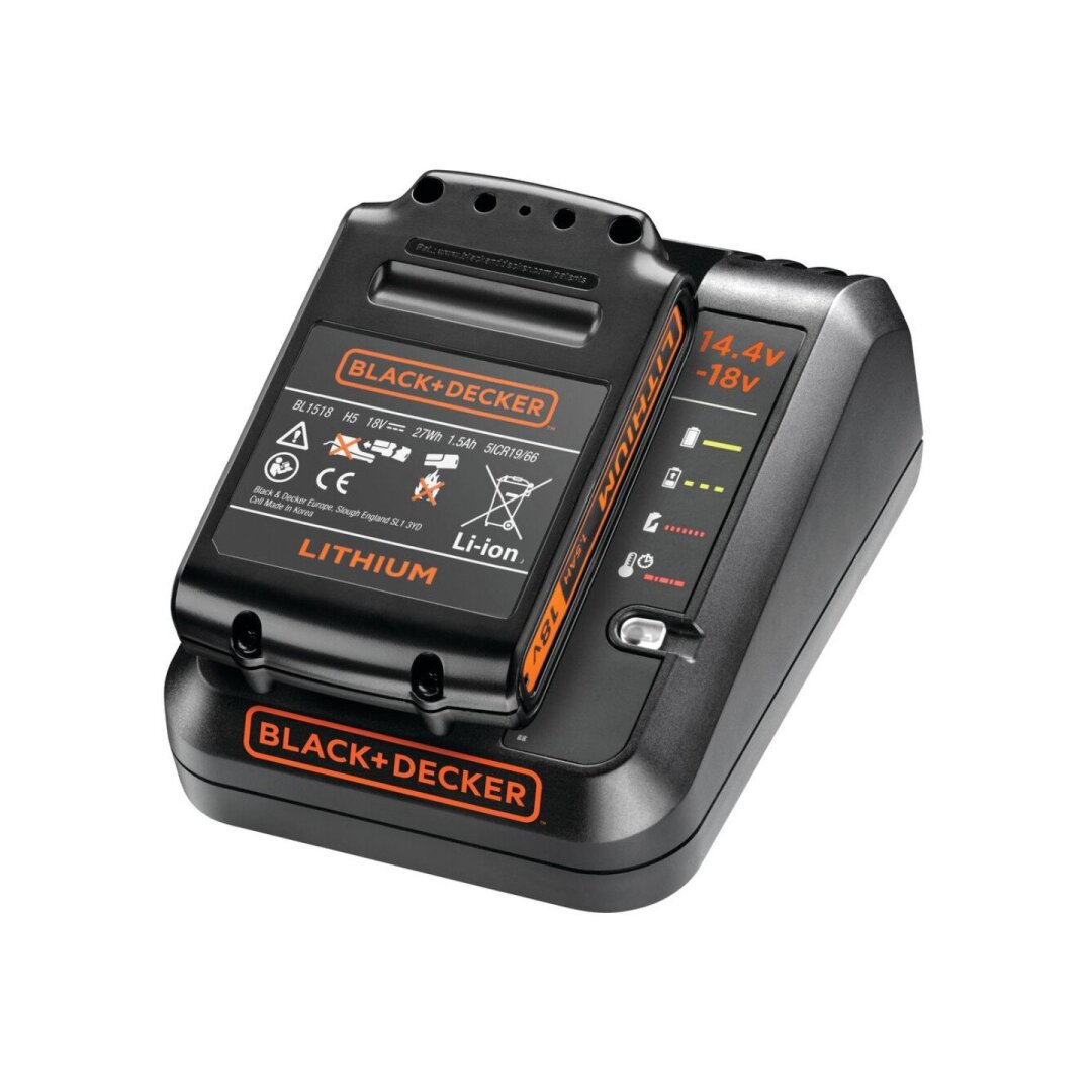 18 V 1,5 Ah Akumuliatorius + 18 V 1 A įkroviklis Black&Decker 18 V 1,5 Ah Akumuliatorius + 18 V 1 A įkroviklis Black&Decker