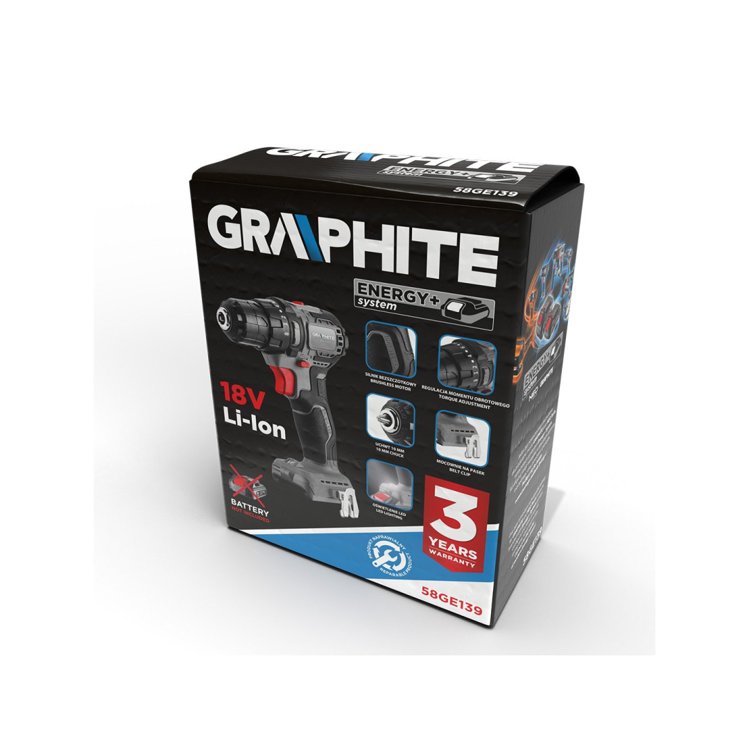 18 V bešepetėlinis gręžtuvas / gręžtuvas, 10 mm griebtuvas, kompaktiškas, „Energy+“, be akumuliatoriaus 1 18 V bešepetėlinis gręžtuvas / gręžtuvas, 10 mm griebtuvas, kompaktiškas, „Energy+“, be akumuliatoriaus 1