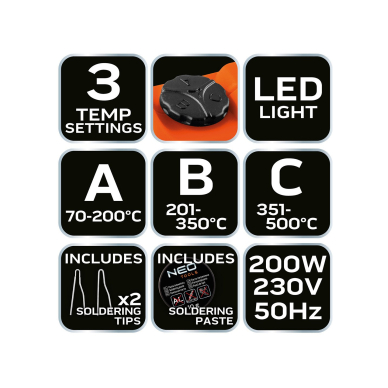 Litavimo pistoletas su prieiga dėkle NEO, 200W 8 Litavimo pistoletas su prieiga dėkle NEO, 200W 8