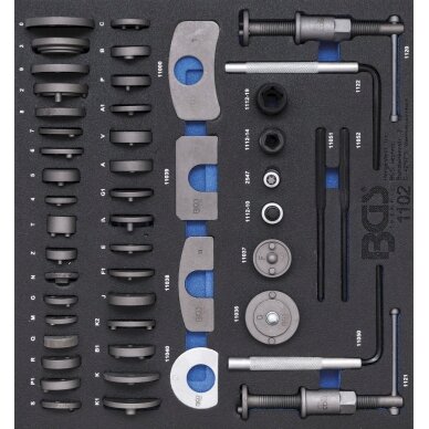 2/3 įrankių dėklas: stabdžių stūmoklio sustumėjų rinkinys | 50 vnt. (1102) 2/3 įrankių dėklas: stabdžių stūmoklio sustumėjų rinkinys | 50 vnt. (1102)