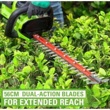 Akumuliatorinės gyvatvorių žirklės GreenWorks G24HT56II, 24V (be akum. ir krov.) 2 Akumuliatorinės gyvatvorių žirklės GreenWorks G24HT56II, 24V (be akum. ir krov.) 2