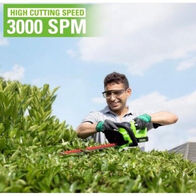 Akumuliatorinės gyvatvorių žirklės GreenWorks G24HT56II, 24V (be akum. ir krov.) 3 Akumuliatorinės gyvatvorių žirklės GreenWorks G24HT56II, 24V (be akum. ir krov.) 3