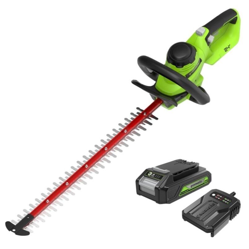 Akumuliatorinės gyvatvorių žirklės Greenworks G24HT56IIK2, 24V, 56cm, 1x2.0Ah