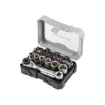 25 mm bitų ir lizdų rinkinys su reketu ir 60 mm magnetinio laikiklio, 24 vienetų.