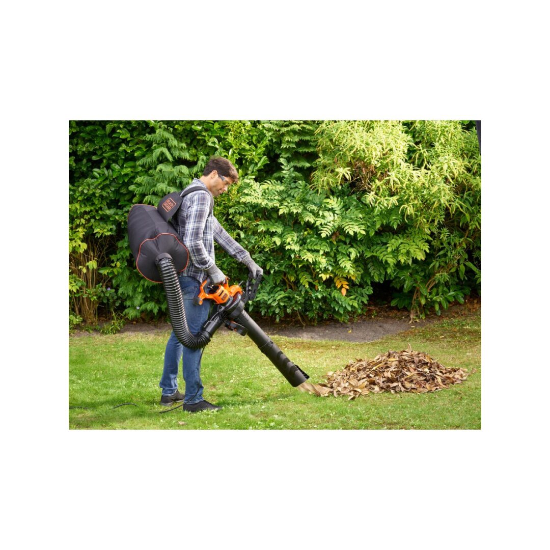 3000 W nugaros kuprinės tipo pūstuvas-siurblys su diržais ir grėbliu, BEBLV301-QS, Black&Decker 4