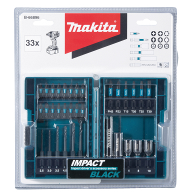 Sukimo antgalių komplektas Makita B-66896, IMPACT BLACK, 33 vnt. 2 Sukimo antgalių komplektas Makita B-66896, IMPACT BLACK, 33 vnt. 2