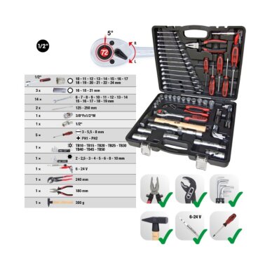 47 dalių universalus įrankių rinkinys KS TOOLS 1/2" 3