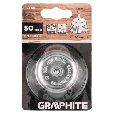 50 mm nailono užpakalio šepetėlis, su 6 mm 1