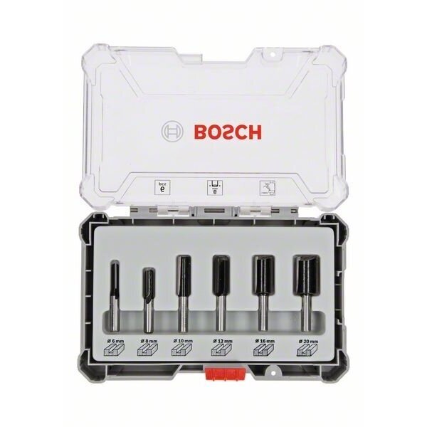 Bosch 6 daliu frezų kompl. 8 mm kotu,"Straight" 2607017466 Bosch 6 daliu frezų kompl. 8 mm kotu,"Straight" 2607017466