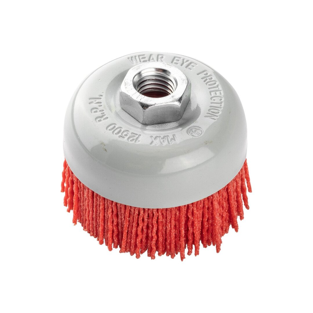 75 mm nailono užpakalio šepetėlis, M14 75 mm nailono užpakalio šepetėlis, M14