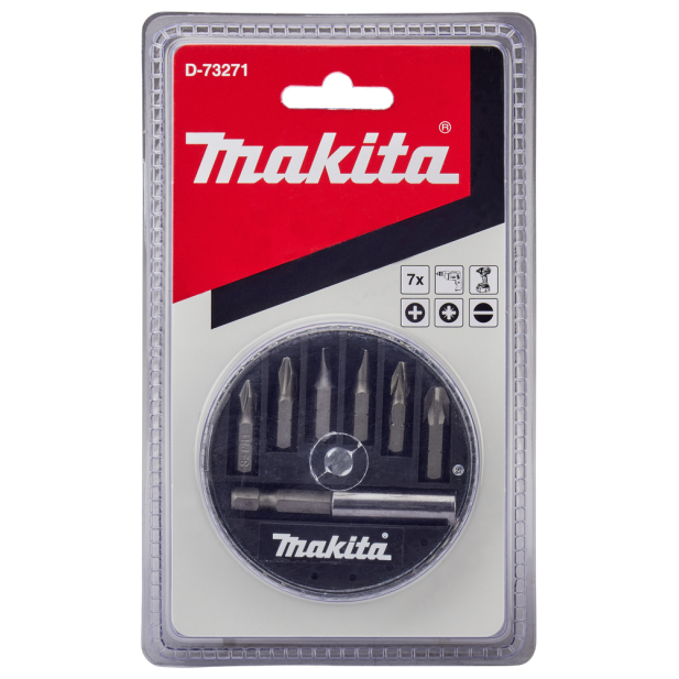 Torsion sukimo antgalių komplektas Makita D-73271, (Ph1, Ph2, Sl3, Sl5, Pz2, Pz3, magnetinis laikilis), 7 vnt. 1 Torsion sukimo antgalių komplektas Makita D-73271, (Ph1, Ph2, Sl3, Sl5, Pz2, Pz3, magnetinis laikilis), 7 vnt. 1