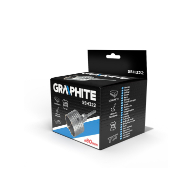 80 mm šakių skylių pjūklas su adapteriu SDS+ ir pagrindiniu grąžtu 1