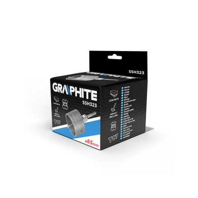 85 mm šakių skylių pjūklas su adapteriu SDS+ ir pagrindiniu grąžtu 1