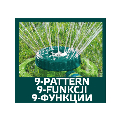 9 funkcijų bokštinis purkštuvas, plastikinis pagrindas 5