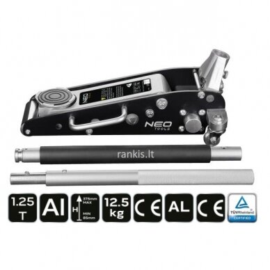 Aliumininis domkratas Neo 11-730, 1.25T, 85-375 mm Aliumininis domkratas Neo 11-730, 1.25T, 85-375 mm