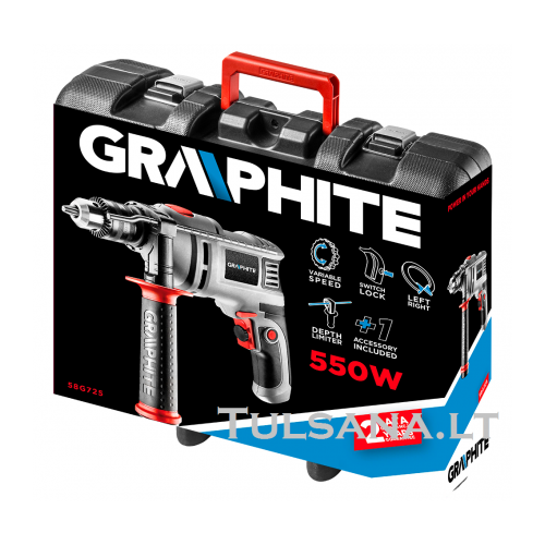 Elektrinis smūginis gręžtuvas GRAPHITE 58G725, 550W