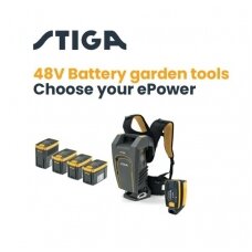 STIGA E-POWER sistemos akumuliatorinių gaminių darbo laikas