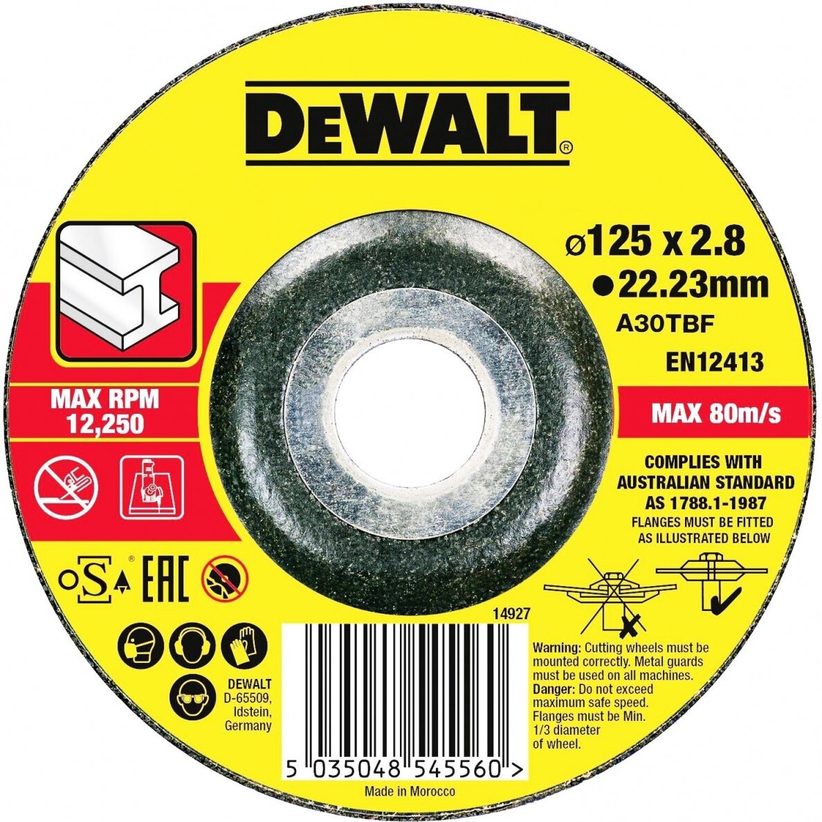 Abrazyvinis pjovimo diskas DeWalt DT43911-QZ, 125x2.8 mm