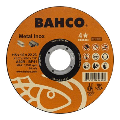 Abrazyvinis metalo ir nerūdijančio plieno pjovimo diskas Bahco A46R INOX+Fe T41 125x1.0x22.23mm Abrazyvinis metalo ir nerūdijančio plieno pjovimo diskas Bahco A46R INOX+Fe T41 125x1.0x22.23mm