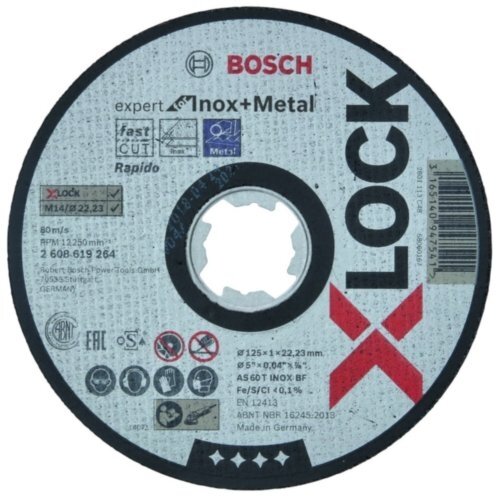 Abrazyvinis pjovimo diskas Bosch X-LOCK Expert Inox +Metal, 125 × 1 × 22,23 mm Abrazyvinis pjovimo diskas Bosch X-LOCK Expert Inox +Metal, 125 × 1 × 22,23 mm