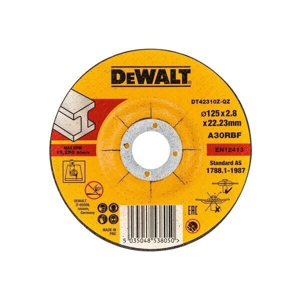 Abrazyvinis pjovimo diskas DeWalt DT42310Z-QZ, 125x2.8 mm Abrazyvinis pjovimo diskas DeWalt DT42310Z-QZ, 125x2.8 mm
