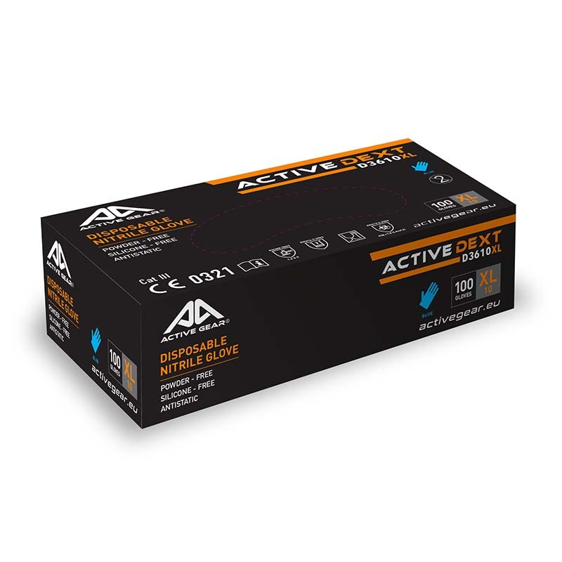 Active Gear nitrilinės pirštinės L, 100 vnt. 1 Active Gear nitrilinės pirštinės L, 100 vnt. 1