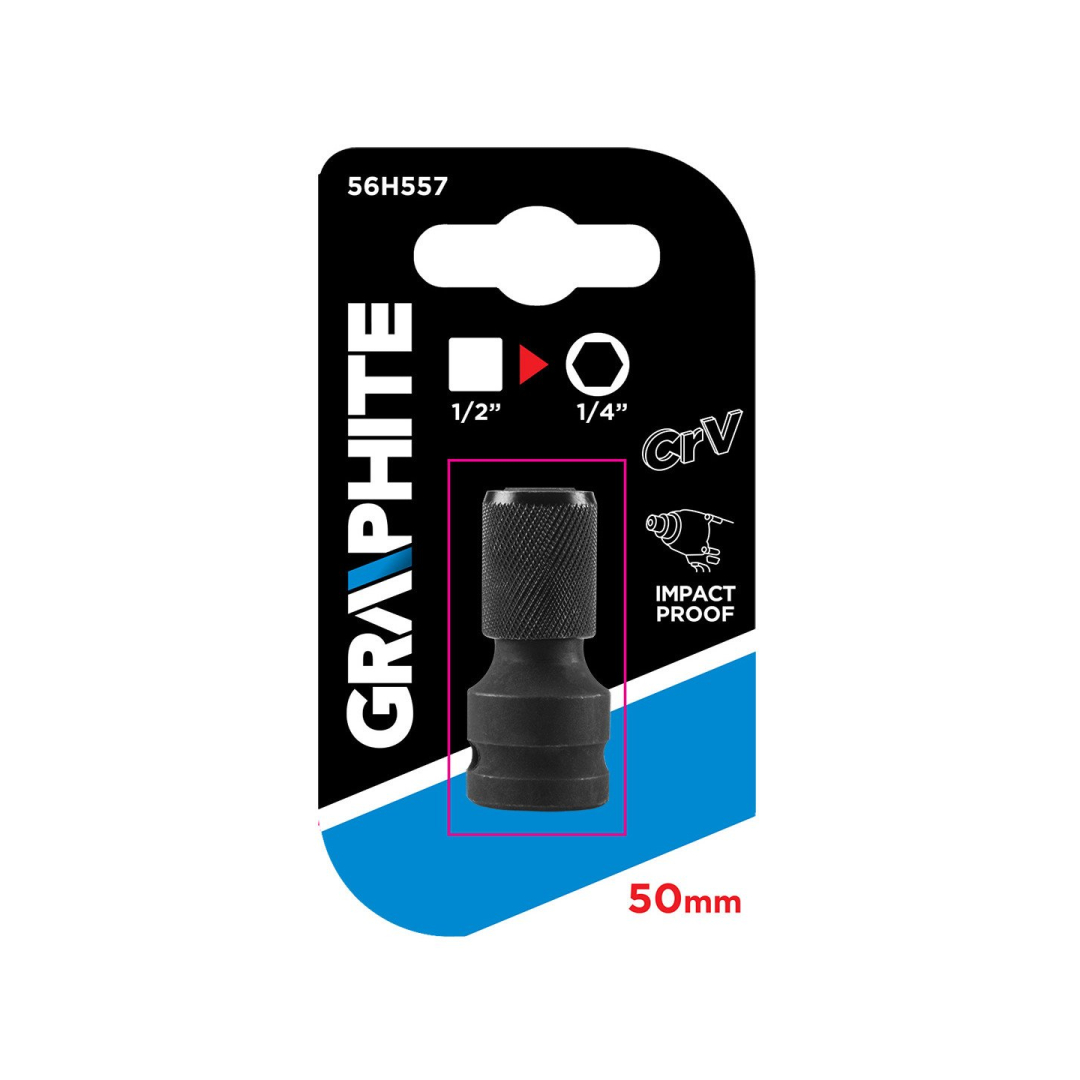 Adapteris nuo 1/2 colio kvadrato iki 1/4 colio šešiakampio 1 Adapteris nuo 1/2 colio kvadrato iki 1/4 colio šešiakampio 1