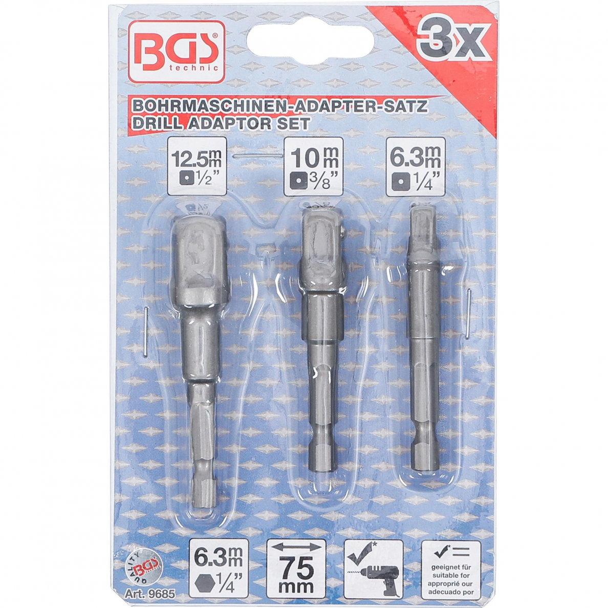 Adapterių komplektas BGS-technic, 3 vnt 3 Adapterių komplektas BGS-technic, 3 vnt 3