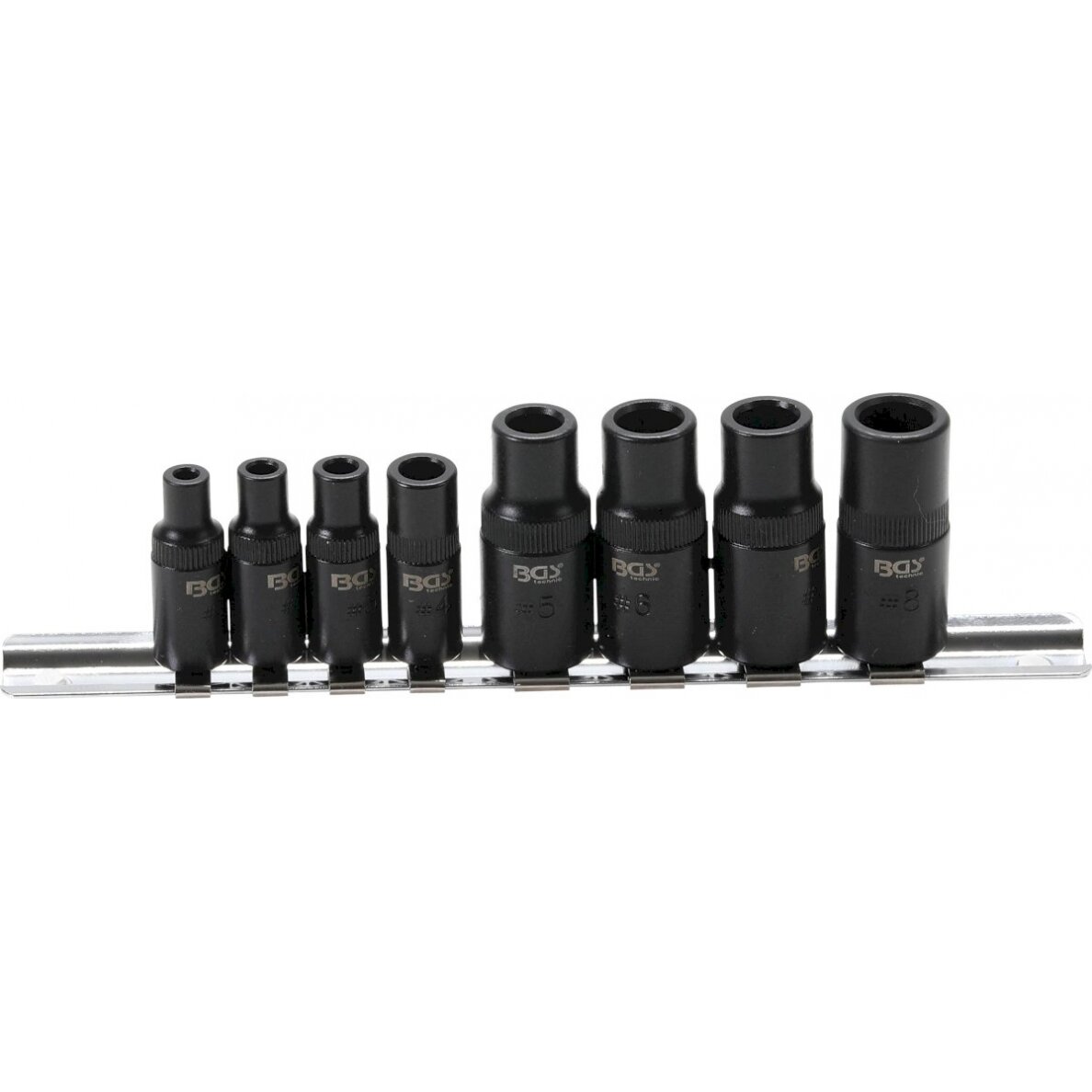 Adapterių rinkinys sriegikliams | 6,3 mm (1/4") / 10 mm (3/8") | 8 vnt. (9771) Adapterių rinkinys sriegikliams | 6,3 mm (1/4") / 10 mm (3/8") | 8 vnt. (9771)