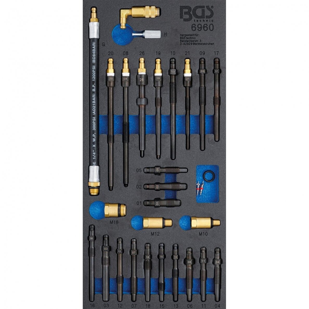 Adapterių rinkinys suspaudimo ir slėgio nuotėkio testeriams | 30 vnt. (6960) 1