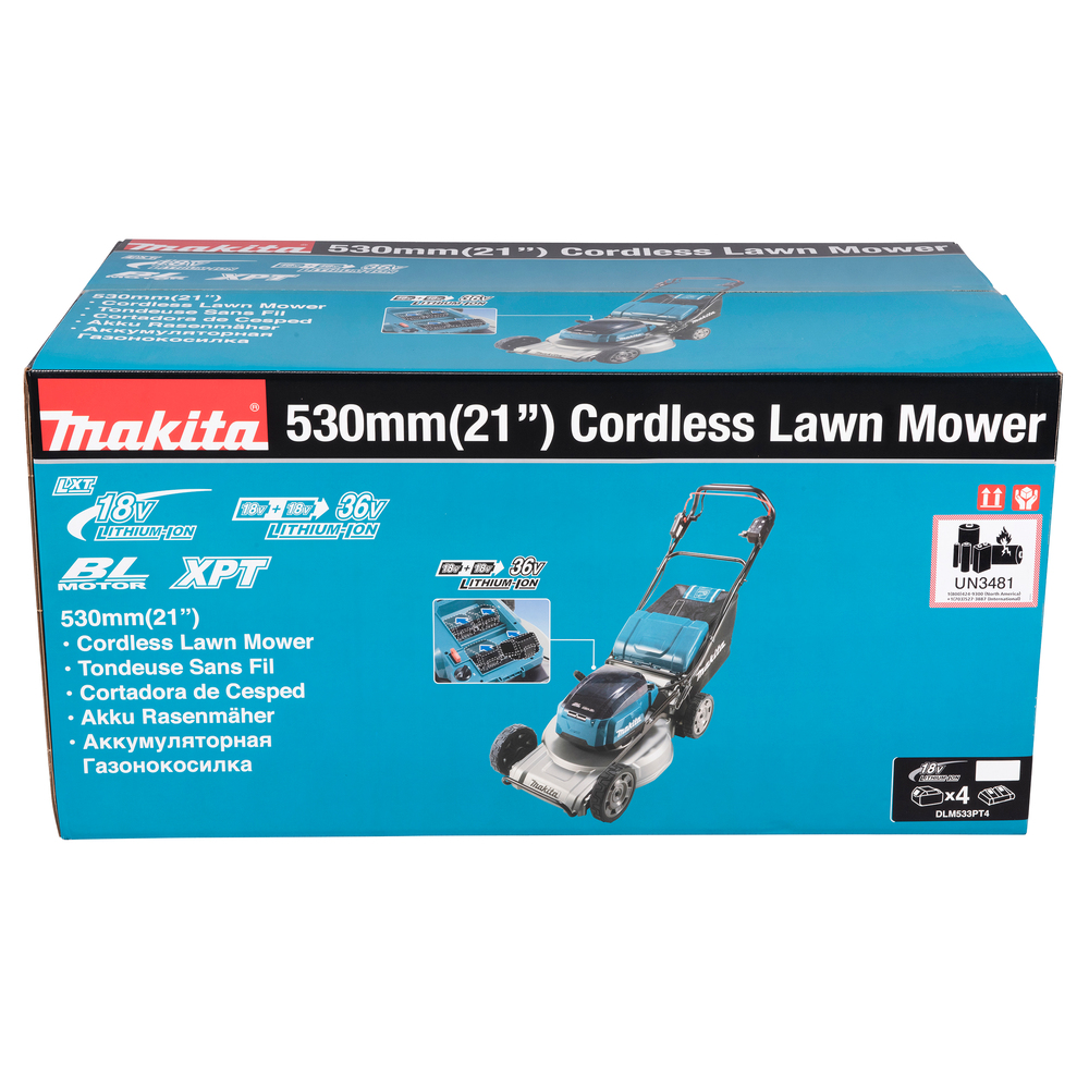 Akumuliatorinė savaeigė vejapjovė Makita DLM533PT4, 2x18 V, 4x5,0 Ah 15 Akumuliatorinė savaeigė vejapjovė Makita DLM533PT4, 2x18 V, 4x5,0 Ah 15