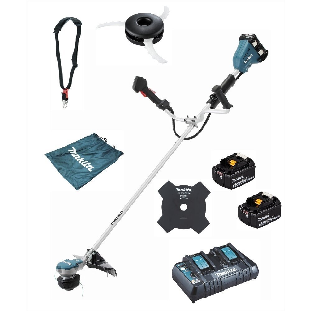 Akumuliatorinė žoliapjovė / trimeris Makita DUR368ACTX3, 2x5,0Ah, 36V=2x18V Akumuliatorinė žoliapjovė / trimeris Makita DUR368ACTX3, 2x5,0Ah, 36V=2x18V