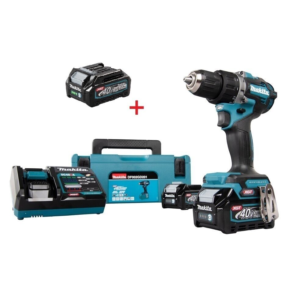 Akumuliatorinis gręžtuvas-suktuvas Makita DF002GD201, 40V, XGT +DOVANA BL4025 Akumuliatorinis gręžtuvas-suktuvas Makita DF002GD201, 40V, XGT +DOVANA BL4025