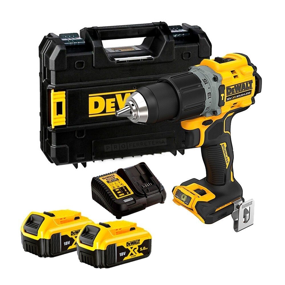Akumuliatorinis smūginis gręžtuvas-suktuvas DeWalt DCD805P2T-QW, 18 V, 2x5.0 Ah Akumuliatorinis smūginis gręžtuvas-suktuvas DeWalt DCD805P2T-QW, 18 V, 2x5.0 Ah