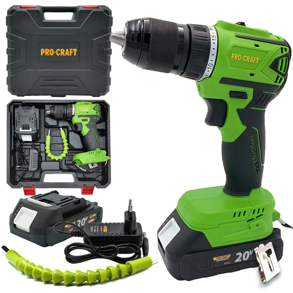 Akumuliatorinis suktuvas - gręžtuvas ProCraft PA18LiN, 20 V, 2 Ah Akumuliatorinis suktuvas - gręžtuvas ProCraft PA18LiN, 20 V, 2 Ah