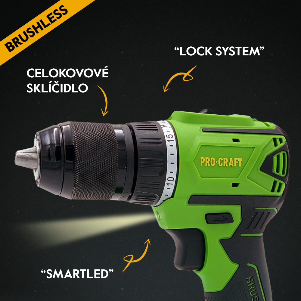 Akumuliatorinis suktuvas - gręžtuvas ProCraft PA18LiN, 20 V, 2 Ah 2 Akumuliatorinis suktuvas - gręžtuvas ProCraft PA18LiN, 20 V, 2 Ah 2