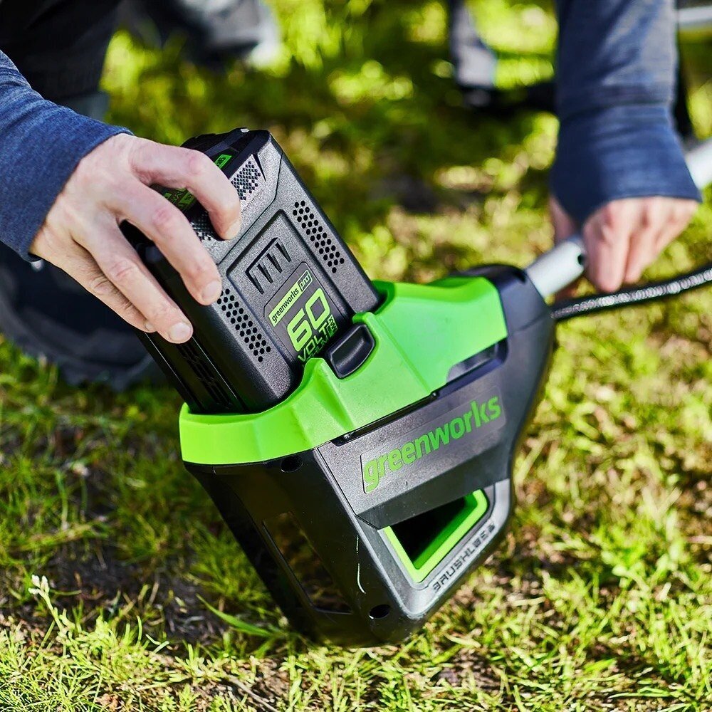 Akumuliatorinis trimeris -krūmapjovė Greenworks GD60BC, 60 V, (be akum. ir krov.) 2 Akumuliatorinis trimeris -krūmapjovė Greenworks GD60BC, 60 V, (be akum. ir krov.) 2