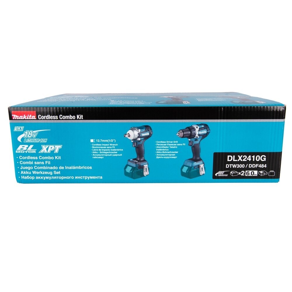 Akumuliatorinių įrankių komplektas MAKITA DLX2410G (DDF484Z+DTW300Z), 18V, 2x6.0Ah 1 Akumuliatorinių įrankių komplektas MAKITA DLX2410G (DDF484Z+DTW300Z), 18V, 2x6.0Ah 1