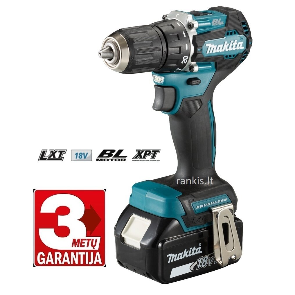 Akumuliatorinis gręžtuvas Makita DDF487RTJ, 18V, 2x5Ah (3 metų garantija) 1