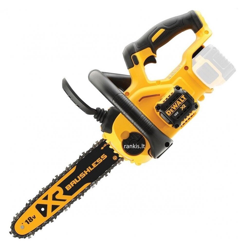 Akumuliatorinis grandininis pjūklas DeWalt DCM565N-XJ; 18V, 30cm juosta (be akum.) 2 Akumuliatorinis grandininis pjūklas DeWalt DCM565N-XJ; 18V, 30cm juosta (be akum.) 2