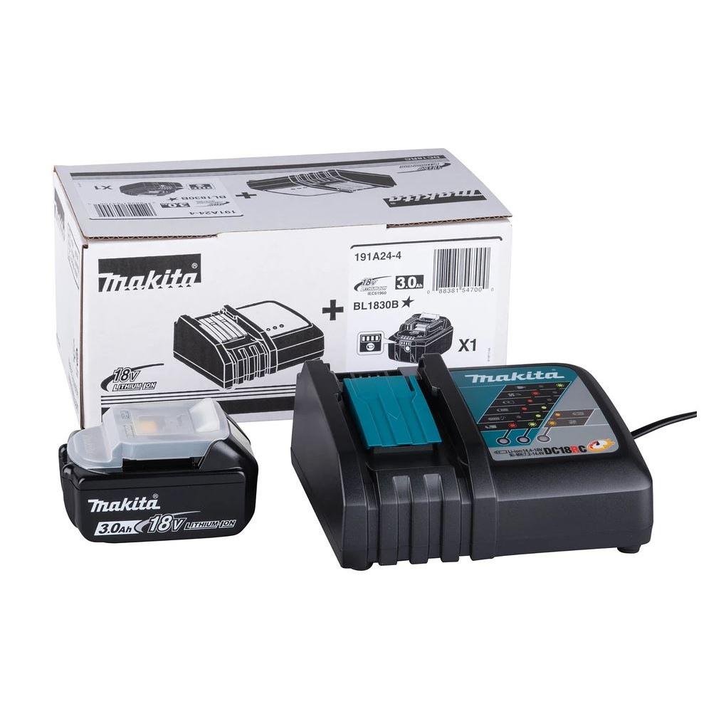 Akumuliatoriaus ir kroviklio komplektas Makita LXT® 191A24-4 (DC18RC+BL1830B), 18V, 3.0Ah Akumuliatoriaus ir kroviklio komplektas Makita LXT® 191A24-4 (DC18RC+BL1830B), 18V, 3.0Ah