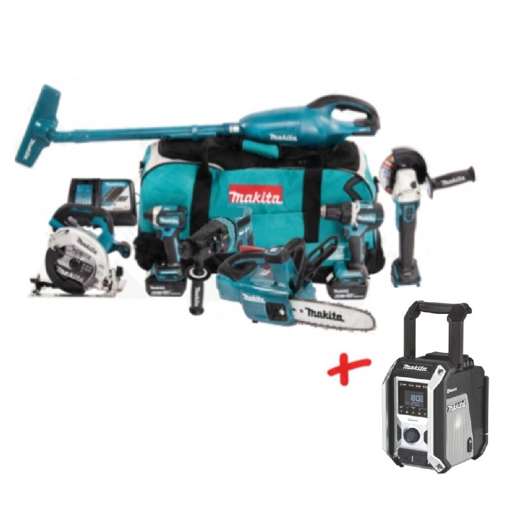Akumuliatorinių įrankių komplektas Makita DLX7017GX1 + DOVANA, 18 V, 2x6,0Ah Akumuliatorinių įrankių komplektas Makita DLX7017GX1 + DOVANA, 18 V, 2x6,0Ah